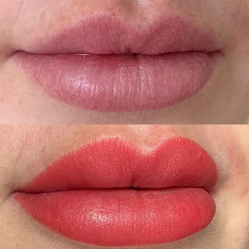 Lip blush before and after, the treatment taught on the beginner lip blush course