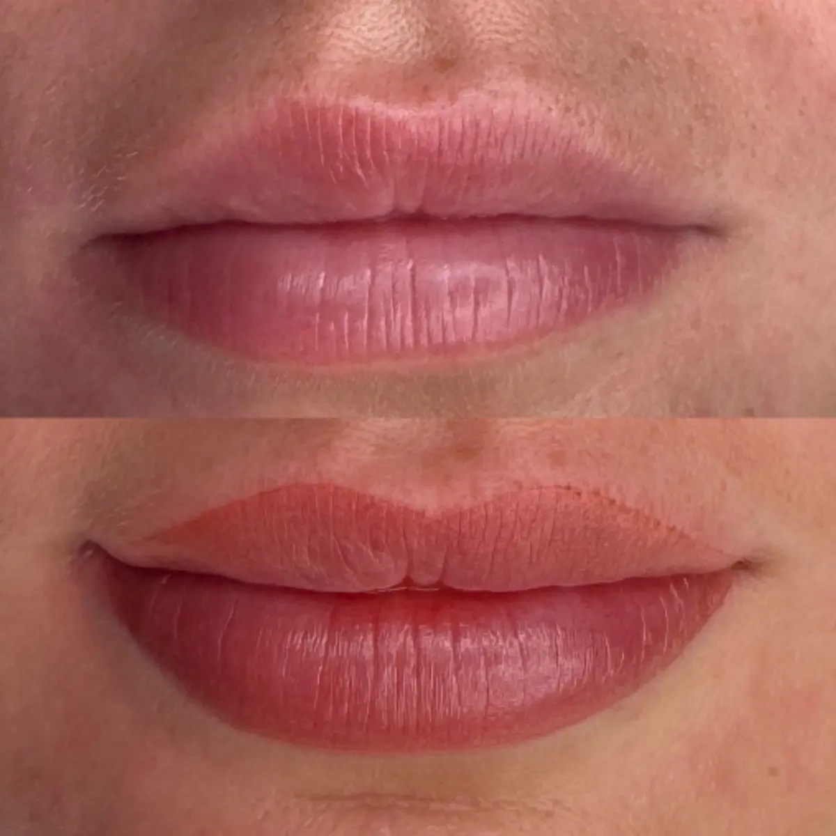 Lip blush before and after at Gemma Henderson PMU, Newton Abbot