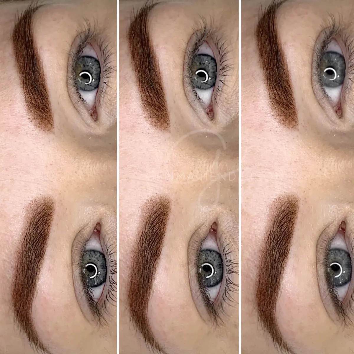 Hairstroke microblading results on four clients at Gemma Henderson PMU, Newton Abbot