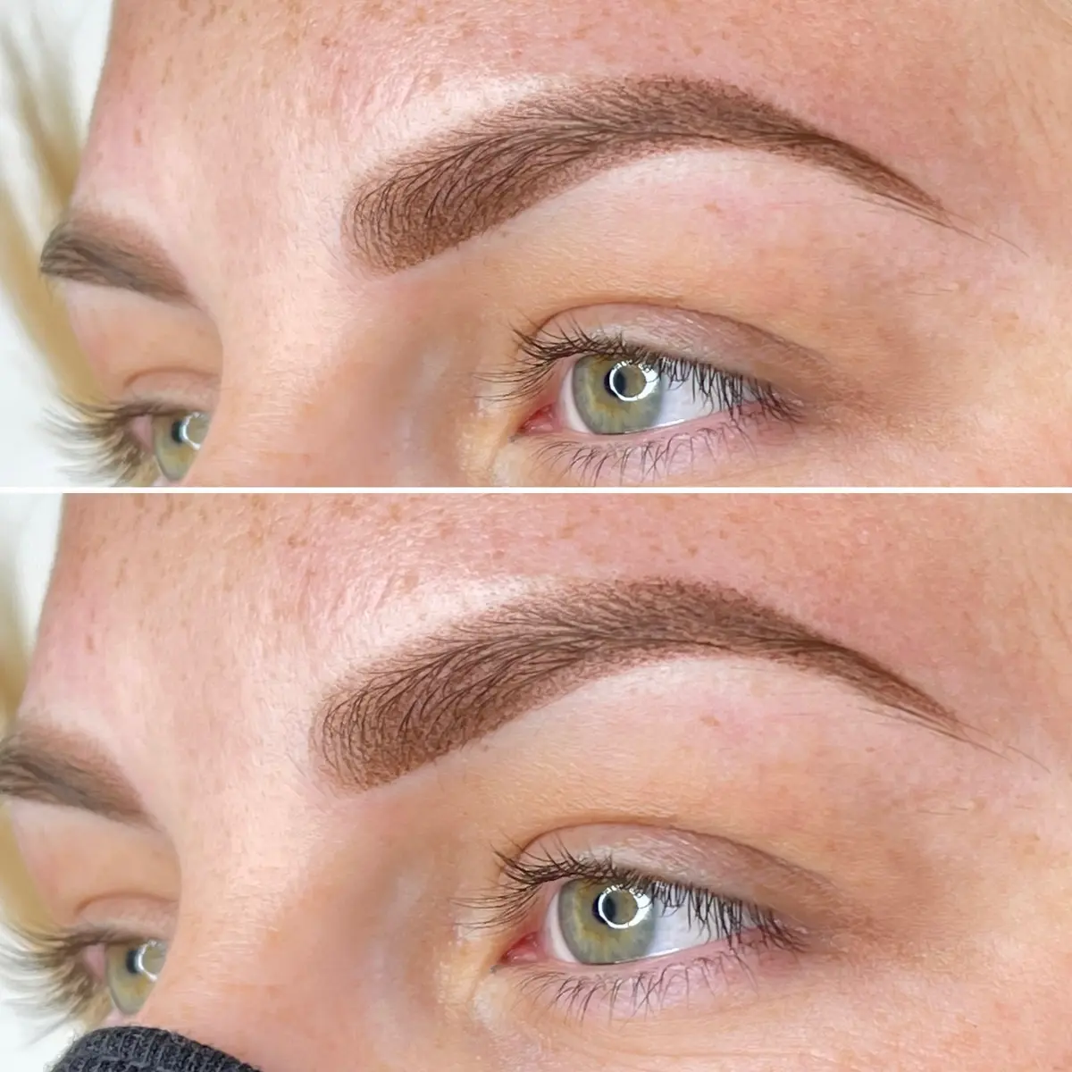 Ombré powder brows before and after at Gemma Henderson PMU, Newton Abbot