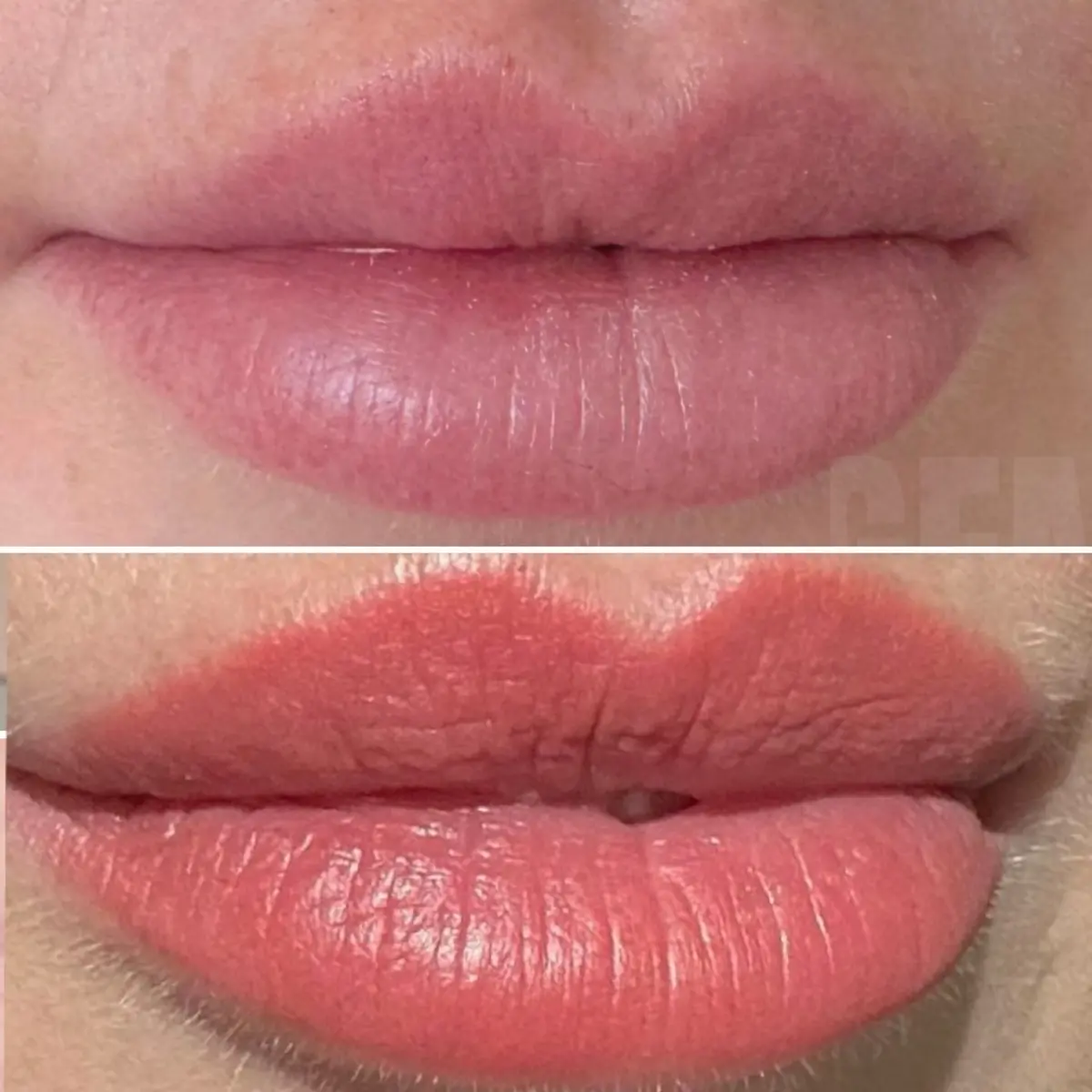 Healed lip blush result, before and after, Gemma Henderson PMU, Newton Abbot