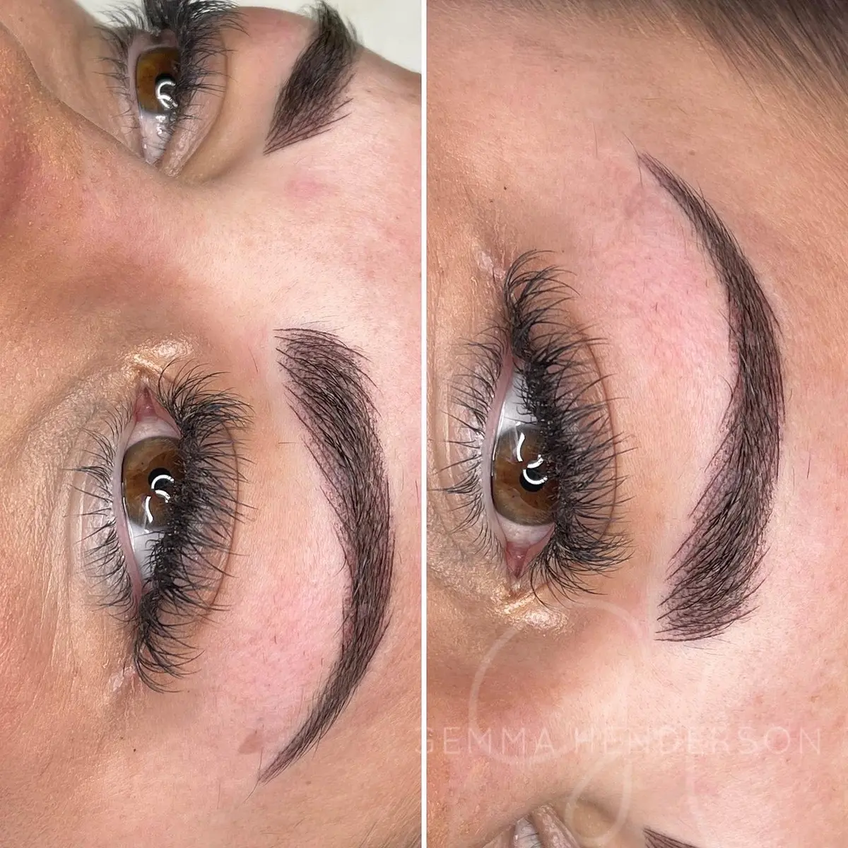 Ombré powder brows before and after, Gemma Henderson PMU, Newton Abbot